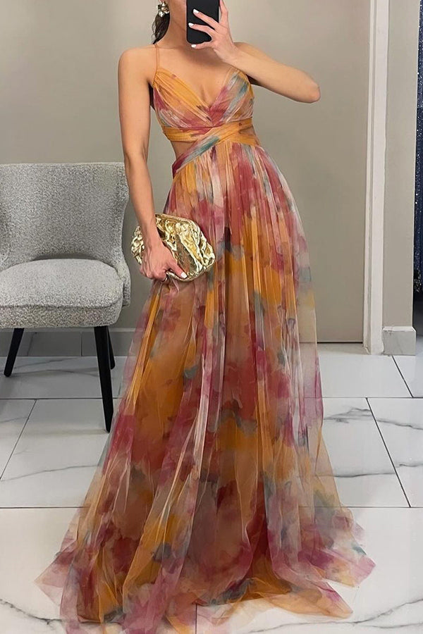Eirith ™ | Elegáns mintás maxi ruha fűzéssel