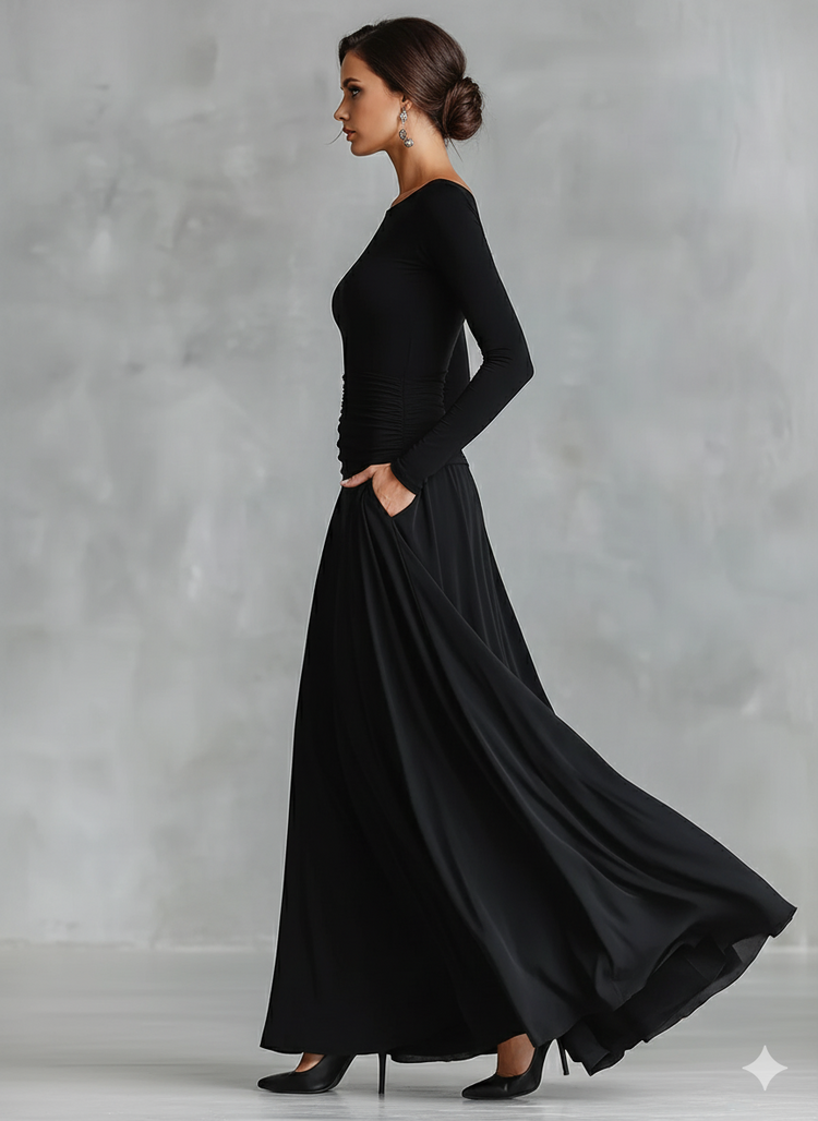 Rubi | Elegáns Fekete Maxi Ruha