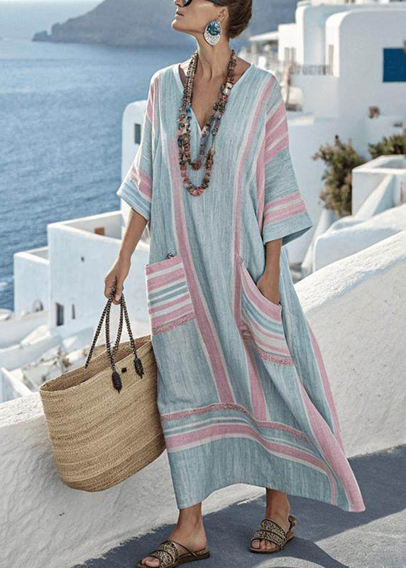 Ariella | Plus Size Méret Csíkos Patchwork Maxi Ruha