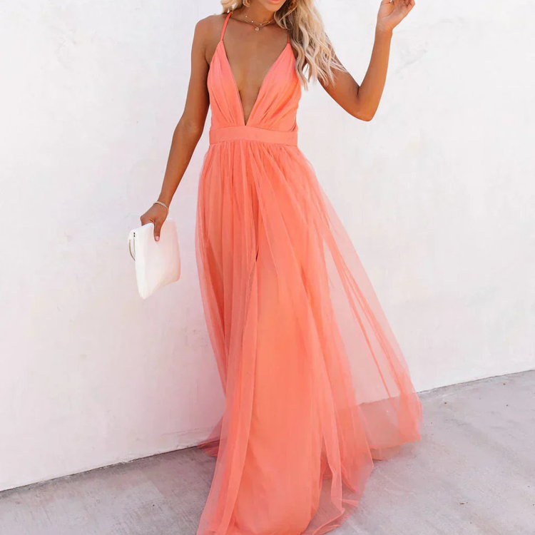 Willow - Korall Világos Maxi Ruha