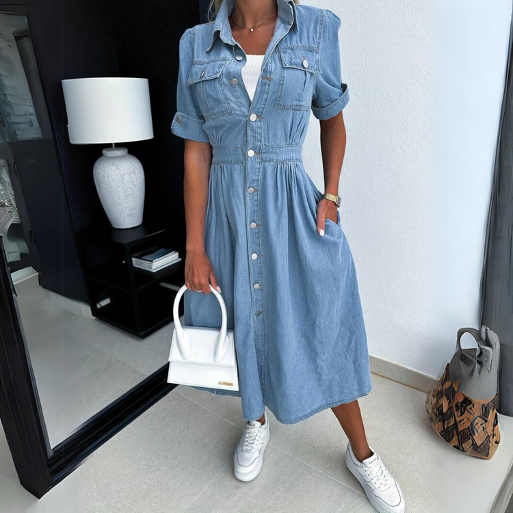 Helen - Elegáns Farmer Midi Ruha