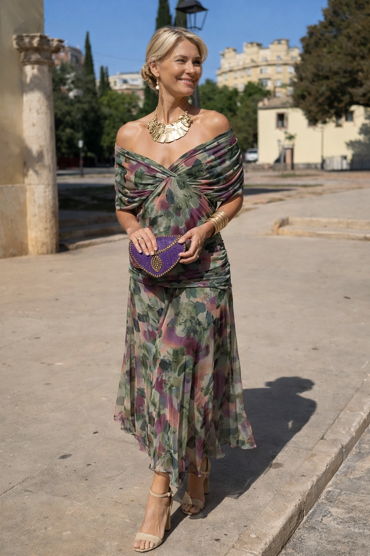Elegáns Maxi Parti Ruha Szív Alakú Nyakkivágás