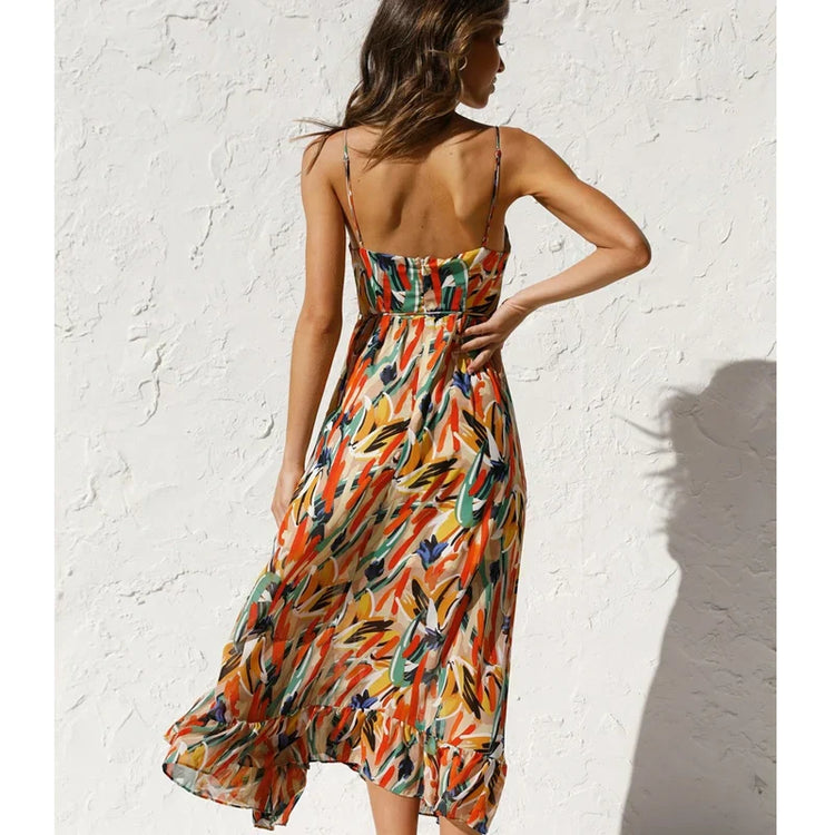 Clara – Elegáns Mintás Midi Ruha