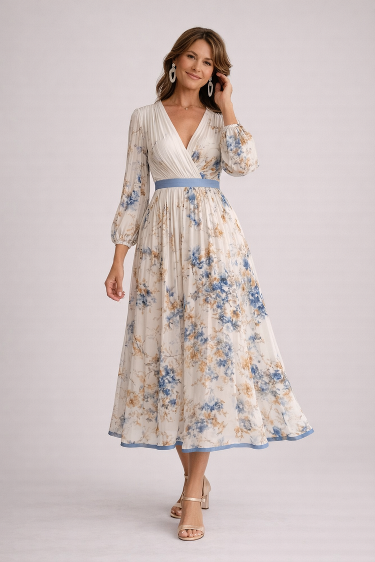Katie | Elegáns Virágos Maxi Ruha