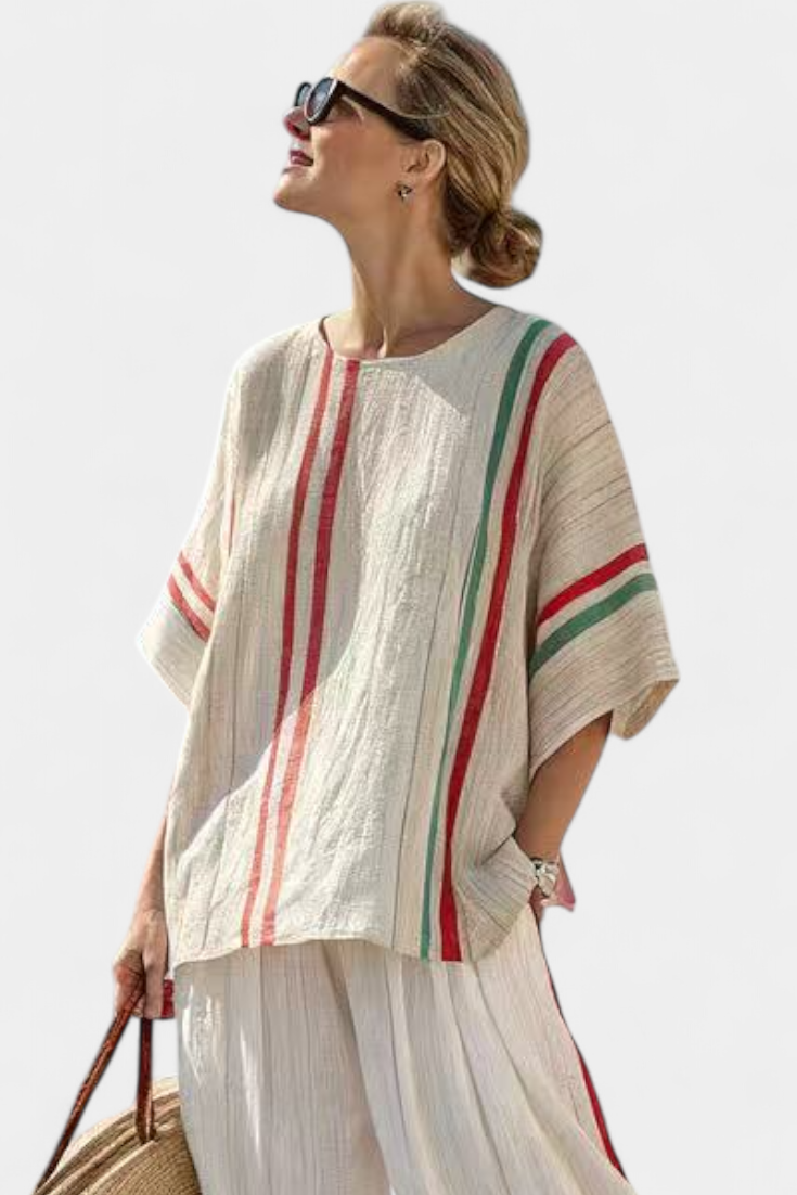 Truvane | Kényelmes Boho Nyomat Blúz És Laza-szabás Nadrág