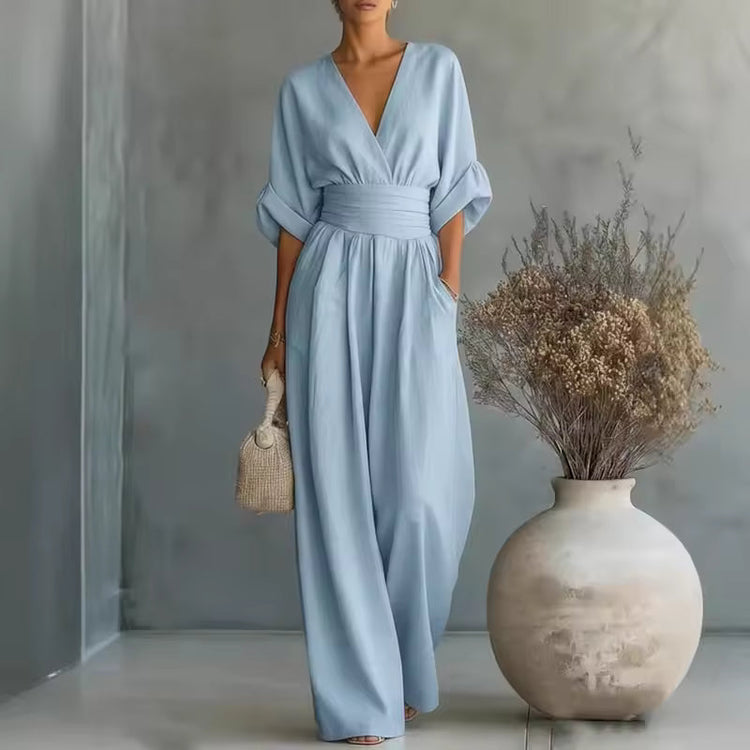 Georgina | Mély V-nyakú Elegáns Bő-szár Overál